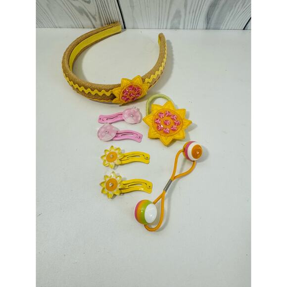 Gymboree Sunflower Fields -7 Piece Accessory Lot Elastic Barrette Headband - Picture 1 of 3